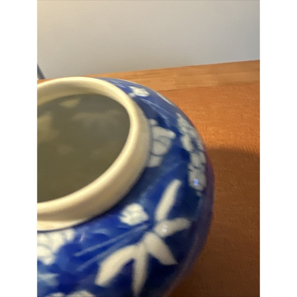 VTG Chinese Blue And White Floral Blossom 5.5" Ginger Jar-Double Blue Ring - Picture 3 of 10